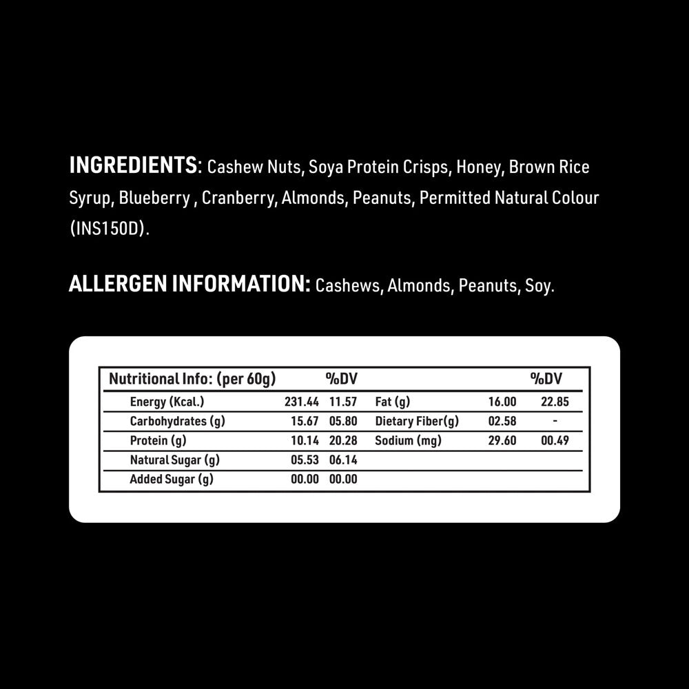 Pack of 6 | 50 gms | Snacking Bar Cashews, Almond & Berries Crisp