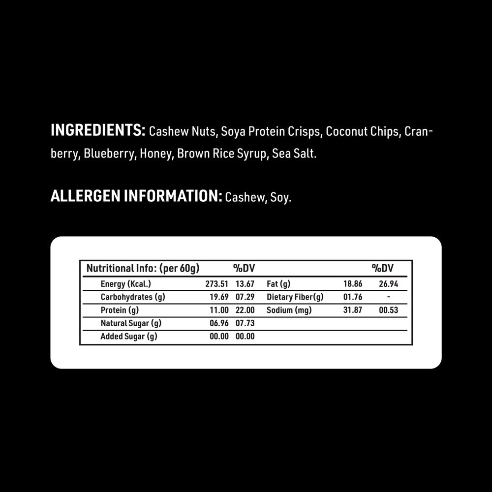 Pack of 6 | 50 gms | Snacking Bar Salted Cranberry & Cashew Crunch