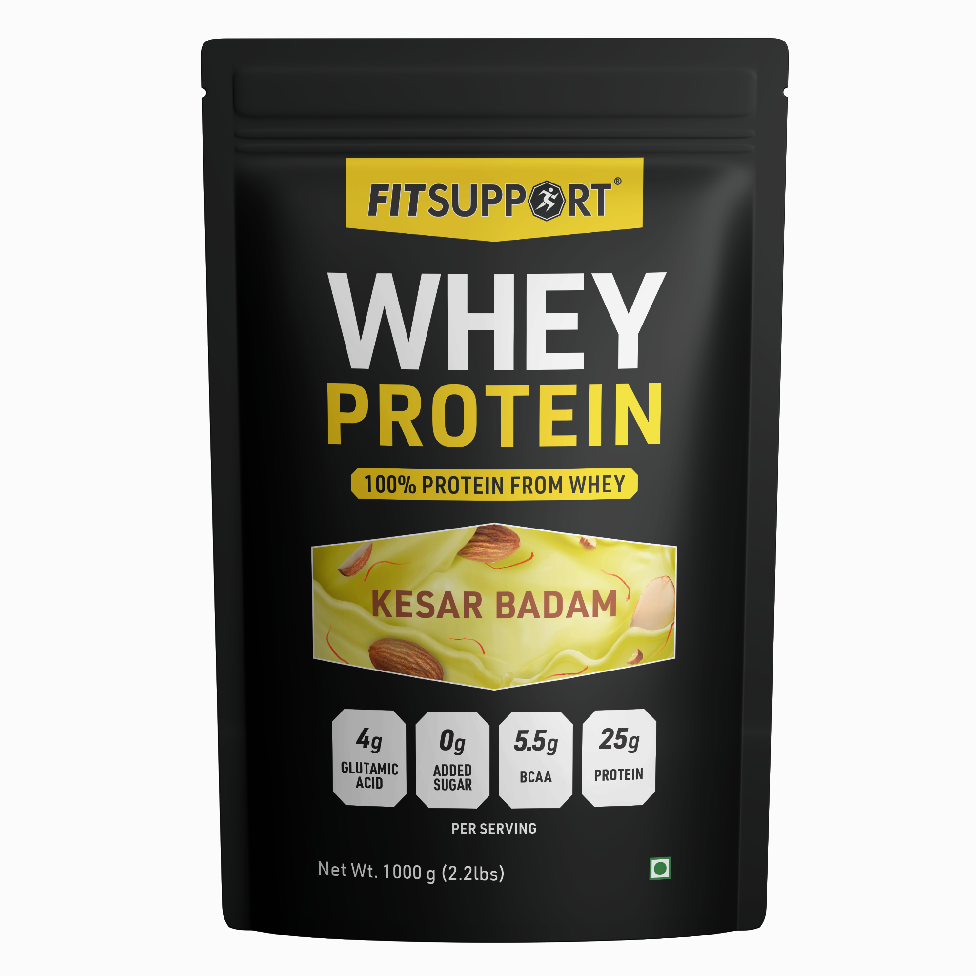 Kesar Badam Whey Protein Powder | High Protein Supplement for Muscle Growth & Recovery | Premium Saffron Almond Flavor | No Added Sugar | Gym & Fitness Nutrition (1kg, Kesar Badam)