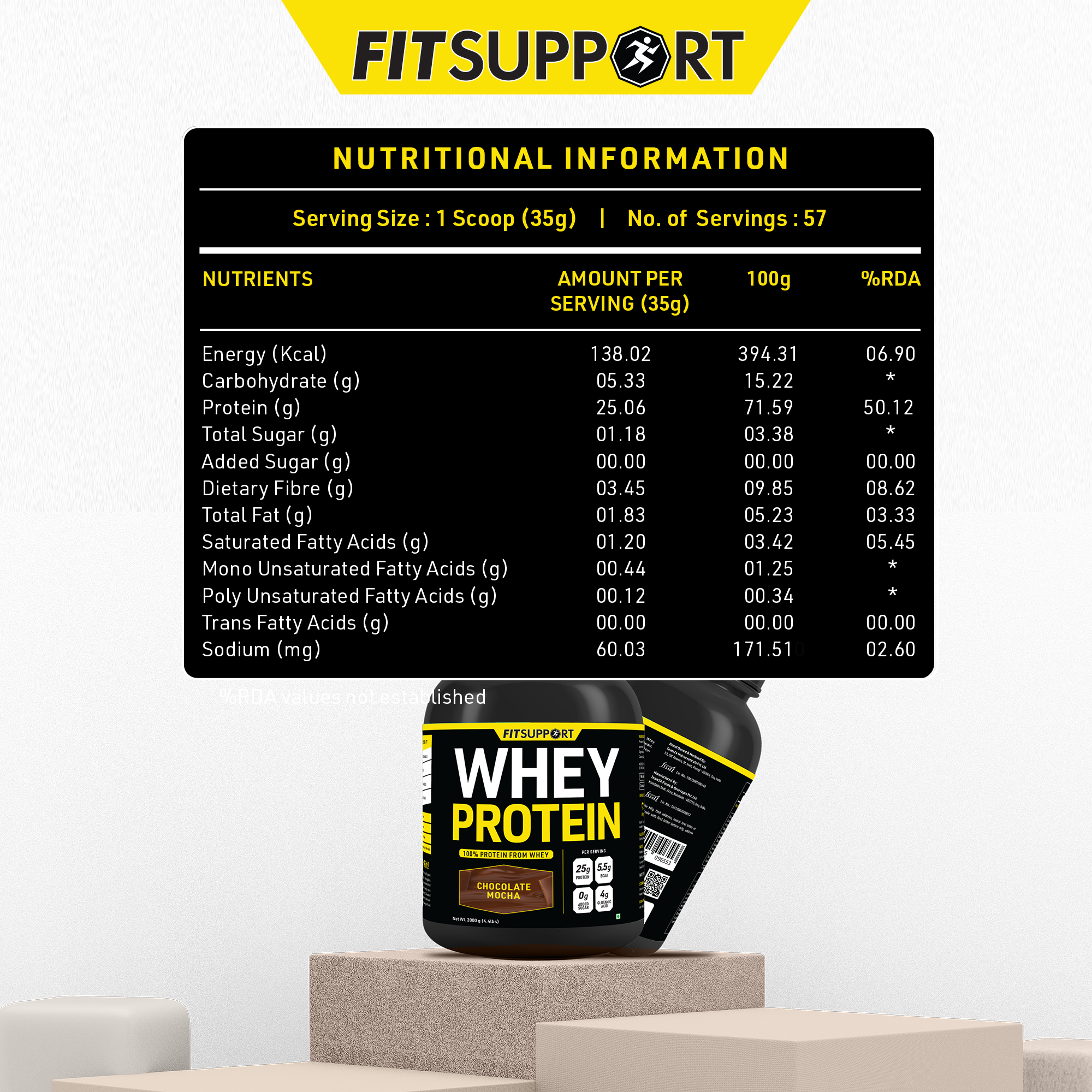 Premium Whey Protein Powder | High-Protein, Low-Sugar, Smooth & Creamy | Instant Coffee Mix with Real Cocoa, Smooth & Indulgent Flavor (2+2Kg)