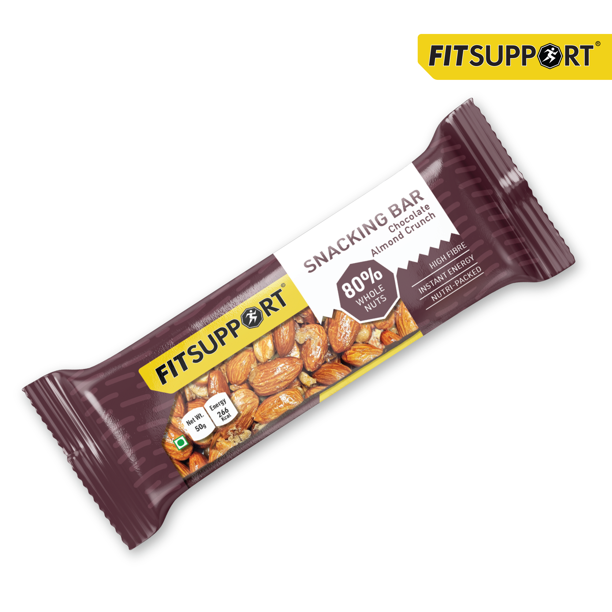 Almond Choco Bliss Energy Bar | Rich Chocolate & Crunchy Almonds | High-Protein & Fiber-Packed Snack | No Added Sugar | Perfect for Fitness, Workouts & Healthy Snacking (Pack of 6)