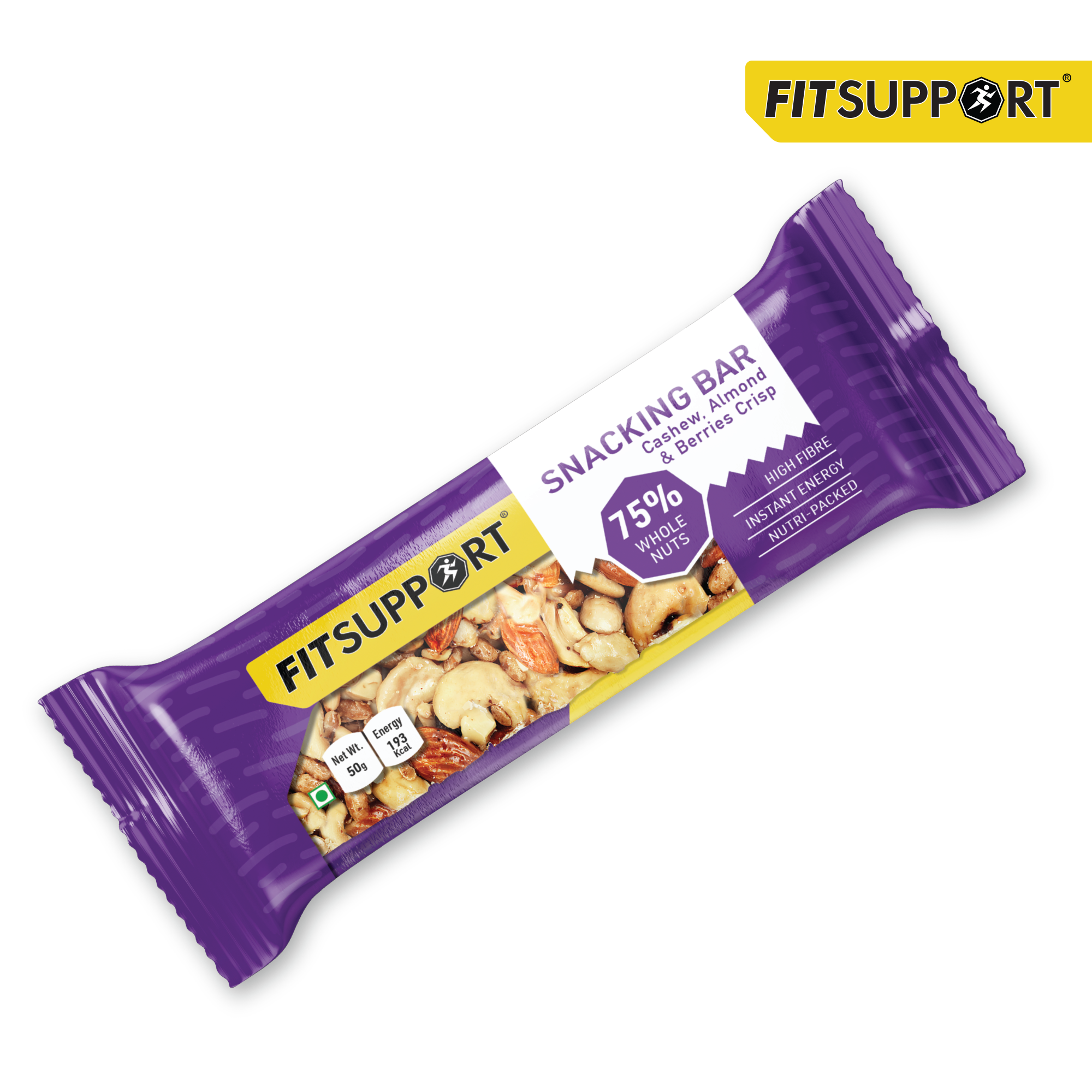 Berry Nut Crunch Snack Bar | Cashew, Almond & Berry Fusion for Ultimate Flavor & Energy | High-Protein, Fiber-Rich & Guilt-Free | No Added Sugar | Perfect for Active Lifestyles & Healthy Snacking (Pack of 6)