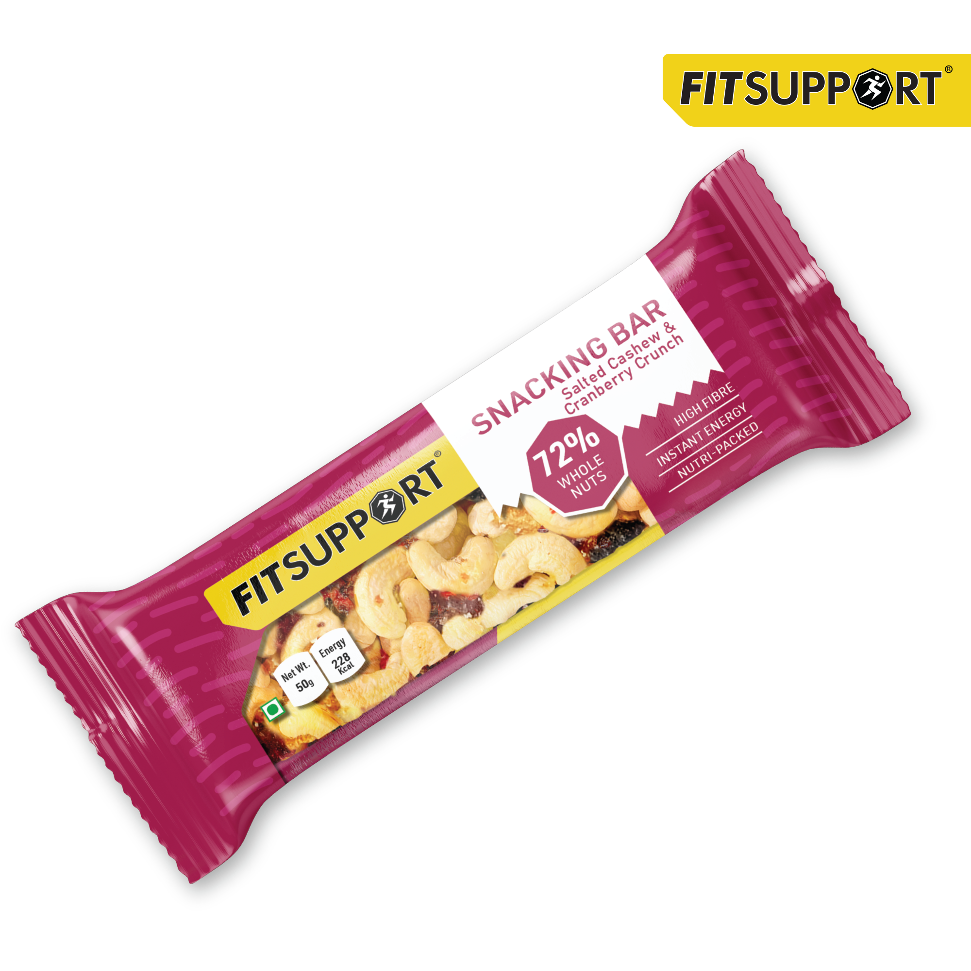 Crunch Bliss Nut & Berry Bar | Premium Salted Cashew & Cranberry Snack | High Energy & Protein-Rich | No Added Sugar | Perfect for Guilt-Free Snacking, Workouts & On-the-Go Nutrition(Pack of 6)