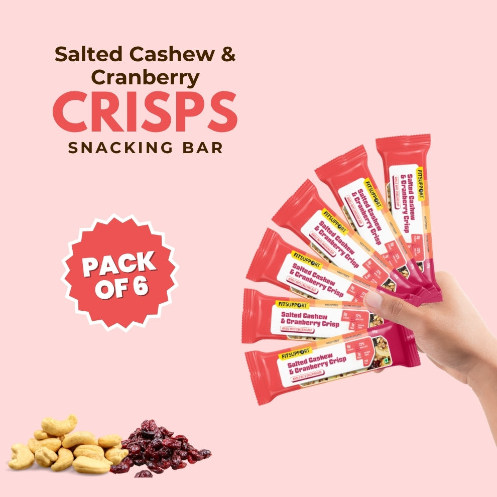 Pack of 6 | 50 gms | Snacking Bar Salted Cranberry & Cashew Crunch