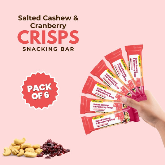 Pack of 6 | 50 gms | Snacking Bar Salted Cranberry & Cashew Crunch