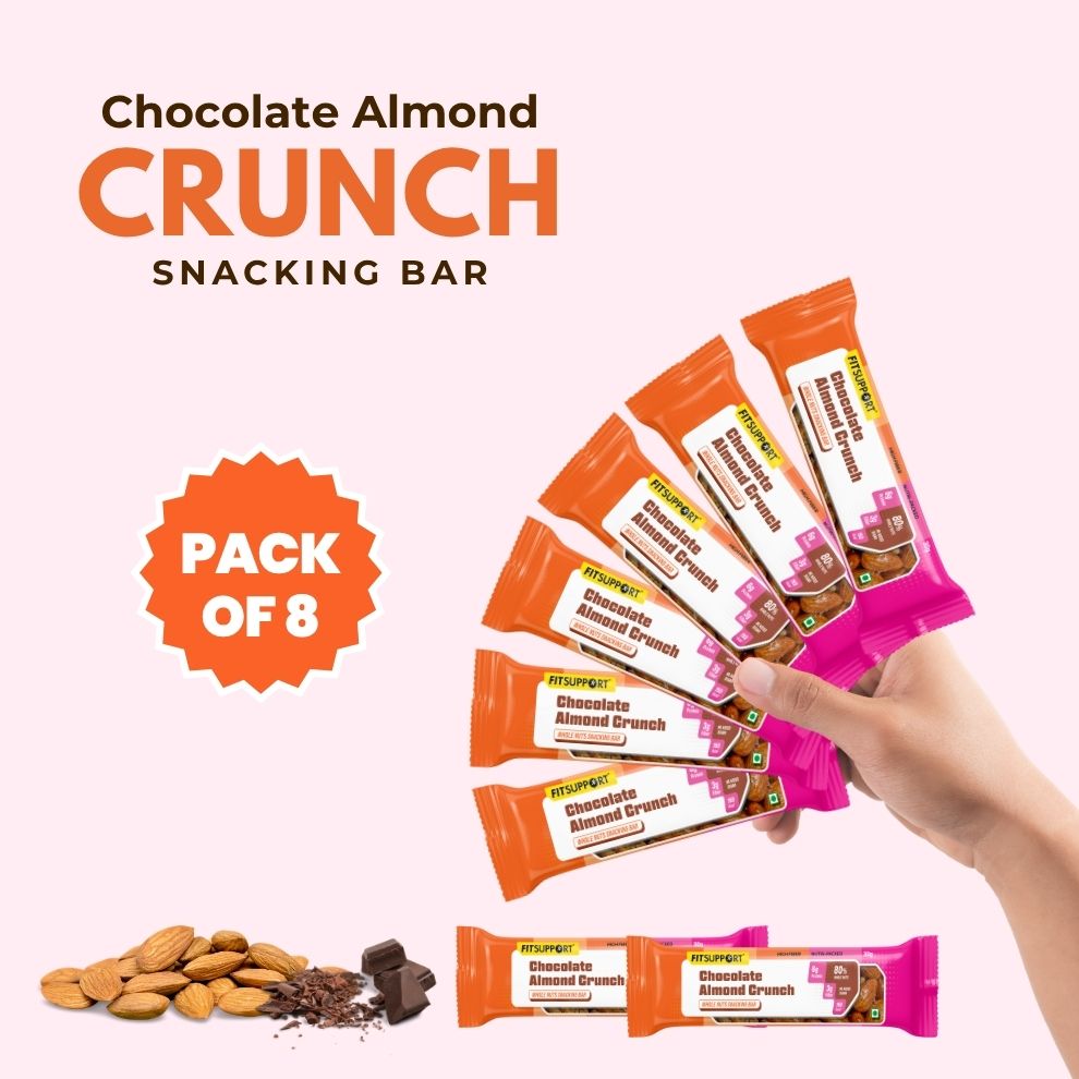 Pack of 8 | 30 gms | Chocolate & Almond Crunch – FITSUPPORT