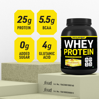Premium WHEY Protein Kesar Badam Flavor | High-Protein, Low-Sugar, Smooth & Creamy | Instant Coffee Mix with Real Cocoa, Smooth & Indulgent Flavor (2+2Kg)